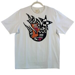Smoke Rise Mens Medium White Multicolor Graphic T-Shirt Cartoon Print Skater Y2K